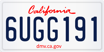 CA license plate 6UGG191