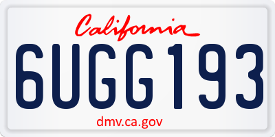 CA license plate 6UGG193