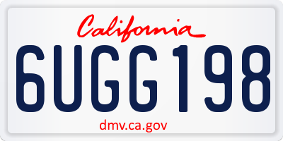 CA license plate 6UGG198