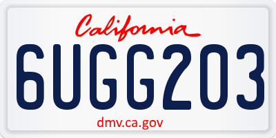CA license plate 6UGG203