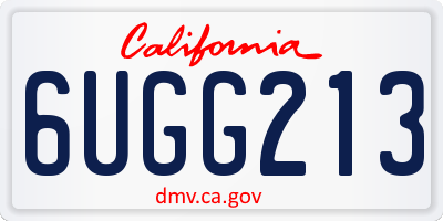 CA license plate 6UGG213