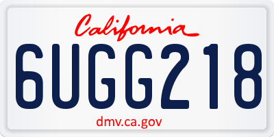CA license plate 6UGG218