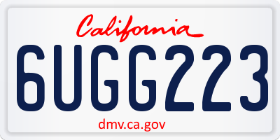 CA license plate 6UGG223