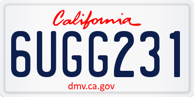 CA license plate 6UGG231