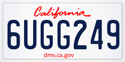 CA license plate 6UGG249