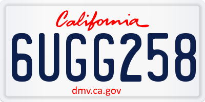 CA license plate 6UGG258