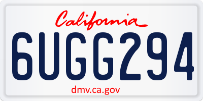 CA license plate 6UGG294