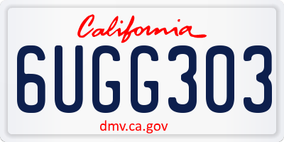 CA license plate 6UGG303