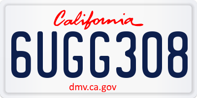 CA license plate 6UGG308