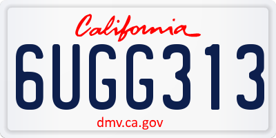 CA license plate 6UGG313