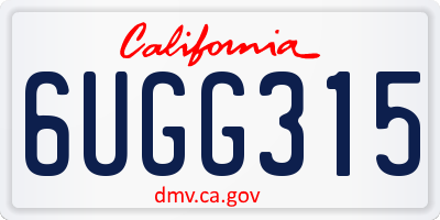 CA license plate 6UGG315