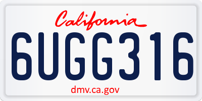 CA license plate 6UGG316