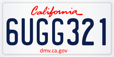 CA license plate 6UGG321