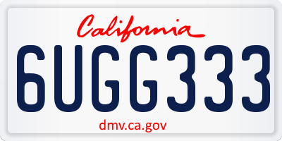 CA license plate 6UGG333