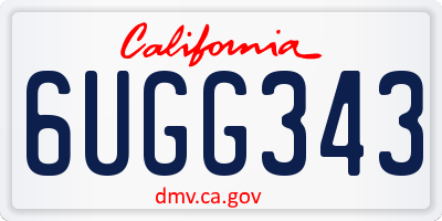 CA license plate 6UGG343