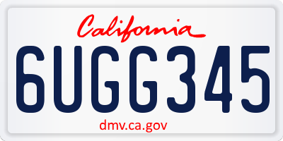 CA license plate 6UGG345
