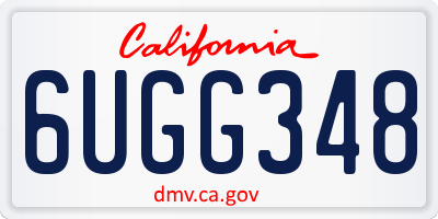 CA license plate 6UGG348