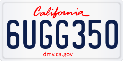 CA license plate 6UGG350