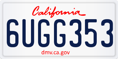 CA license plate 6UGG353