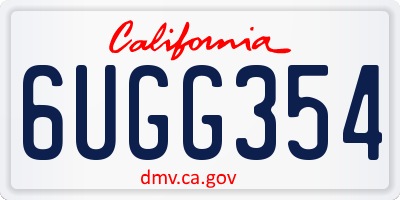 CA license plate 6UGG354