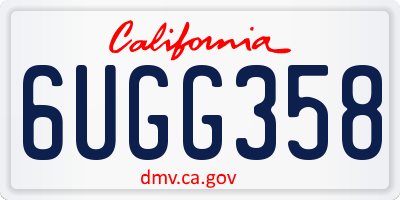 CA license plate 6UGG358