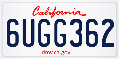CA license plate 6UGG362