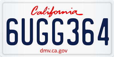 CA license plate 6UGG364