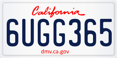 CA license plate 6UGG365