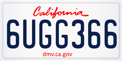 CA license plate 6UGG366