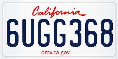 CA license plate 6UGG368