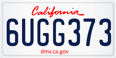CA license plate 6UGG373