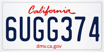CA license plate 6UGG374