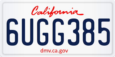 CA license plate 6UGG385