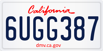 CA license plate 6UGG387