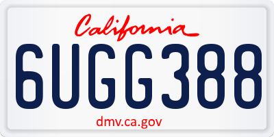 CA license plate 6UGG388