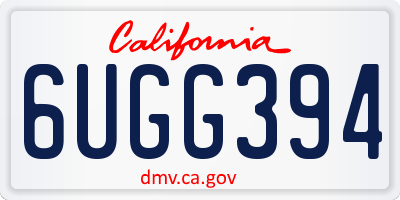 CA license plate 6UGG394