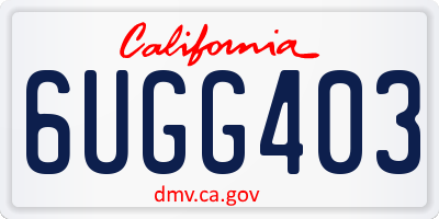 CA license plate 6UGG403