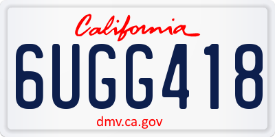 CA license plate 6UGG418