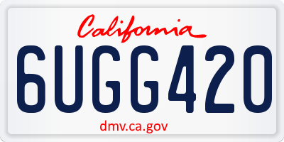 CA license plate 6UGG420