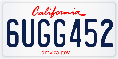CA license plate 6UGG452