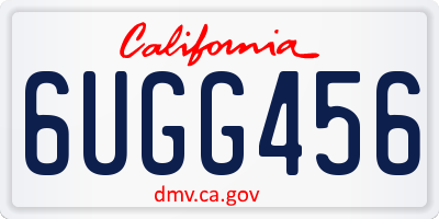CA license plate 6UGG456