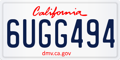 CA license plate 6UGG494