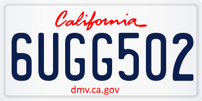 CA license plate 6UGG502