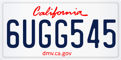 CA license plate 6UGG545