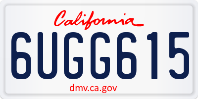 CA license plate 6UGG615