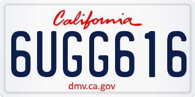 CA license plate 6UGG616