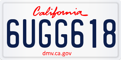 CA license plate 6UGG618