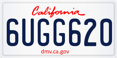 CA license plate 6UGG620