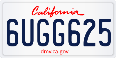 CA license plate 6UGG625