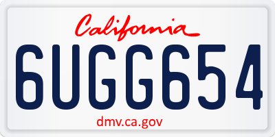 CA license plate 6UGG654
